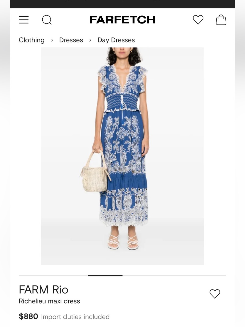 NWT Farm Rio Romantic Richelieu Embroidered Blue Maxi Dress size small video
